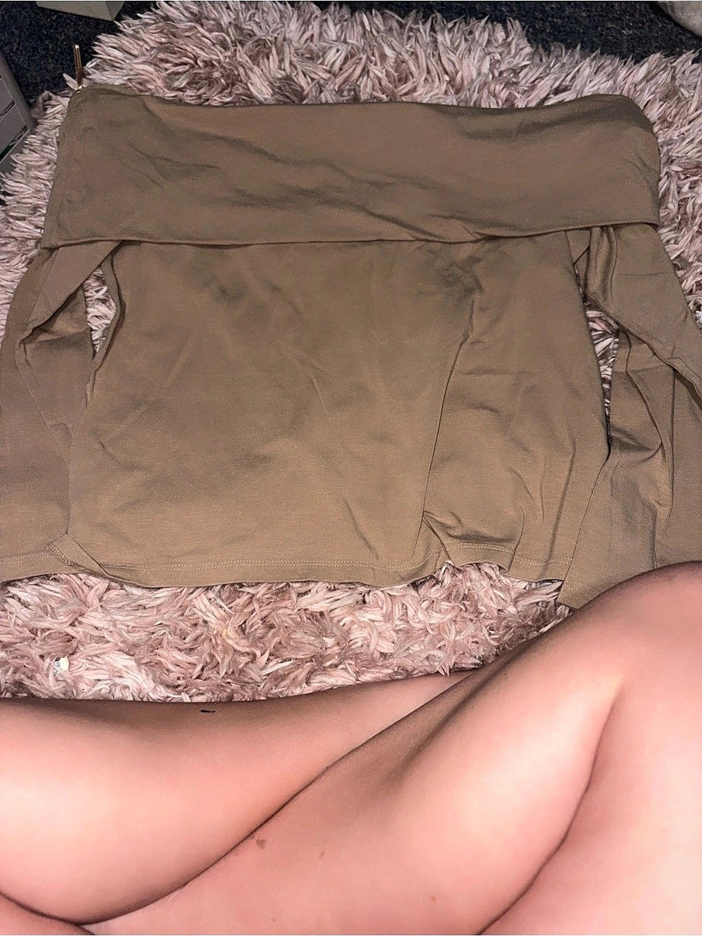 Time and Tru Fold Over Off Shoulder Top Brown XL